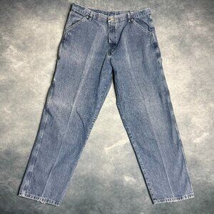 Wrangler Jeans Mens 38x32 Blue Denim Straight Leg Cargo Style Fits 36x30